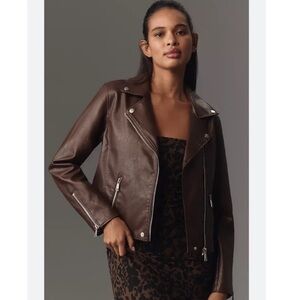 7 For All Mankind Faux Leather Motorcycle Jacket- S,M